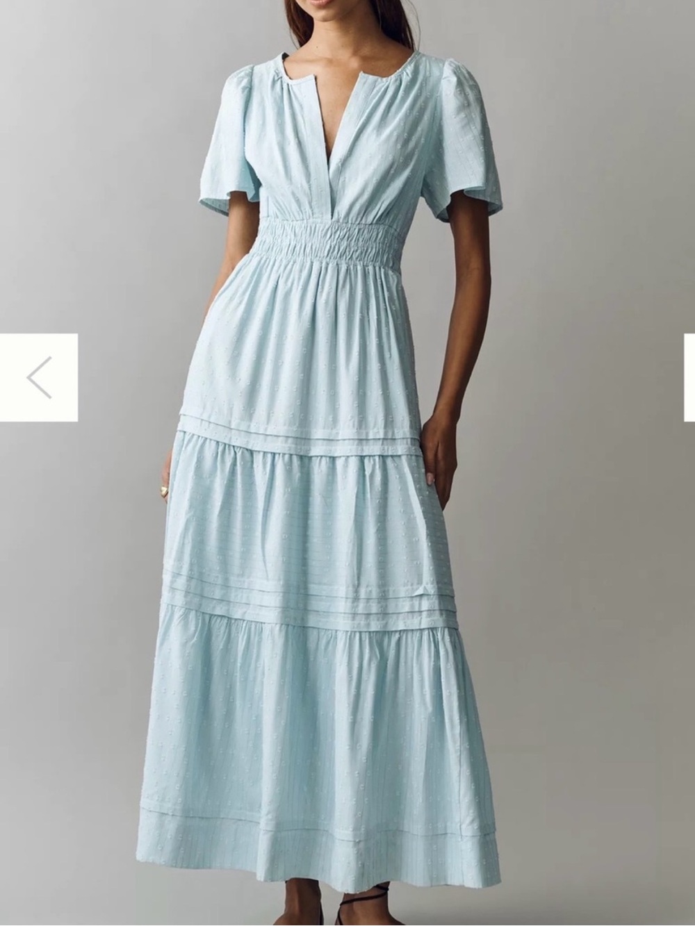 Anthropologie Pale Blue Linen Somerset Maxi Dress